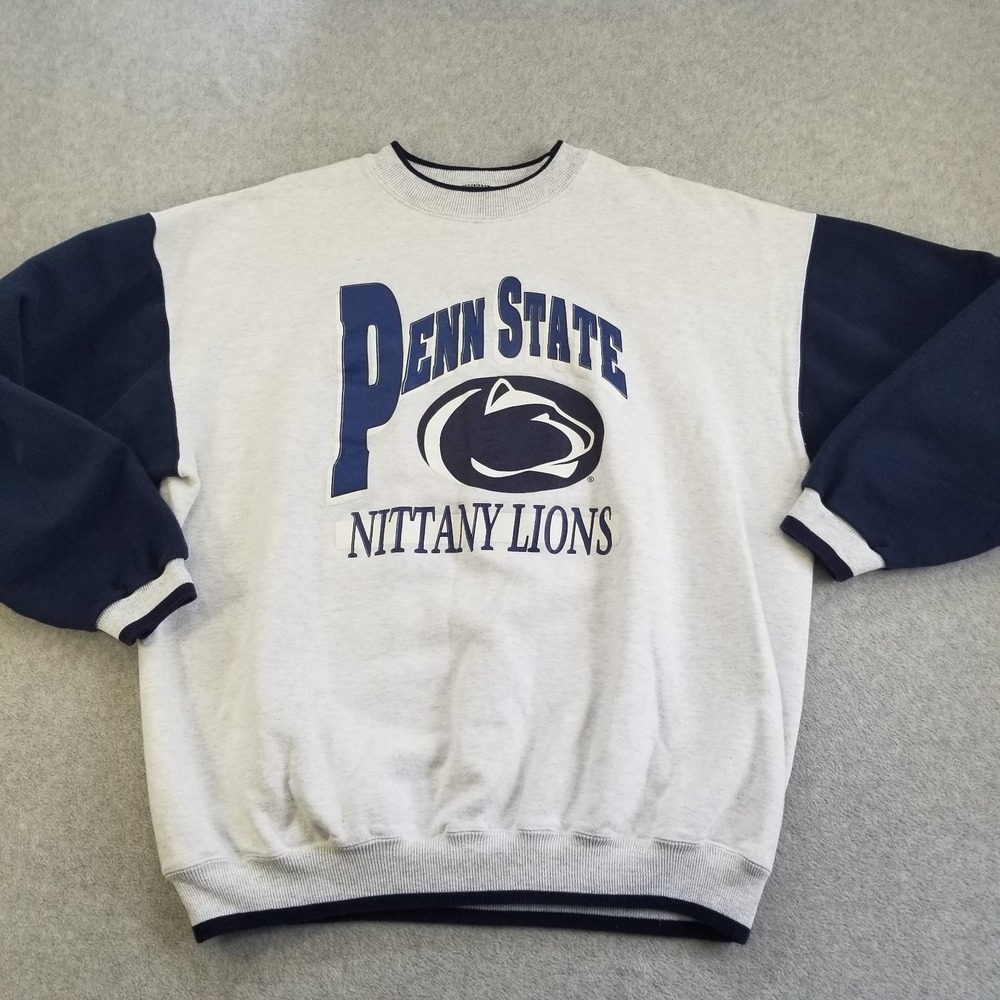 Vintage Penn State Sweater Mens XXL Gray Nittany Lions Color Block Sweatshirt